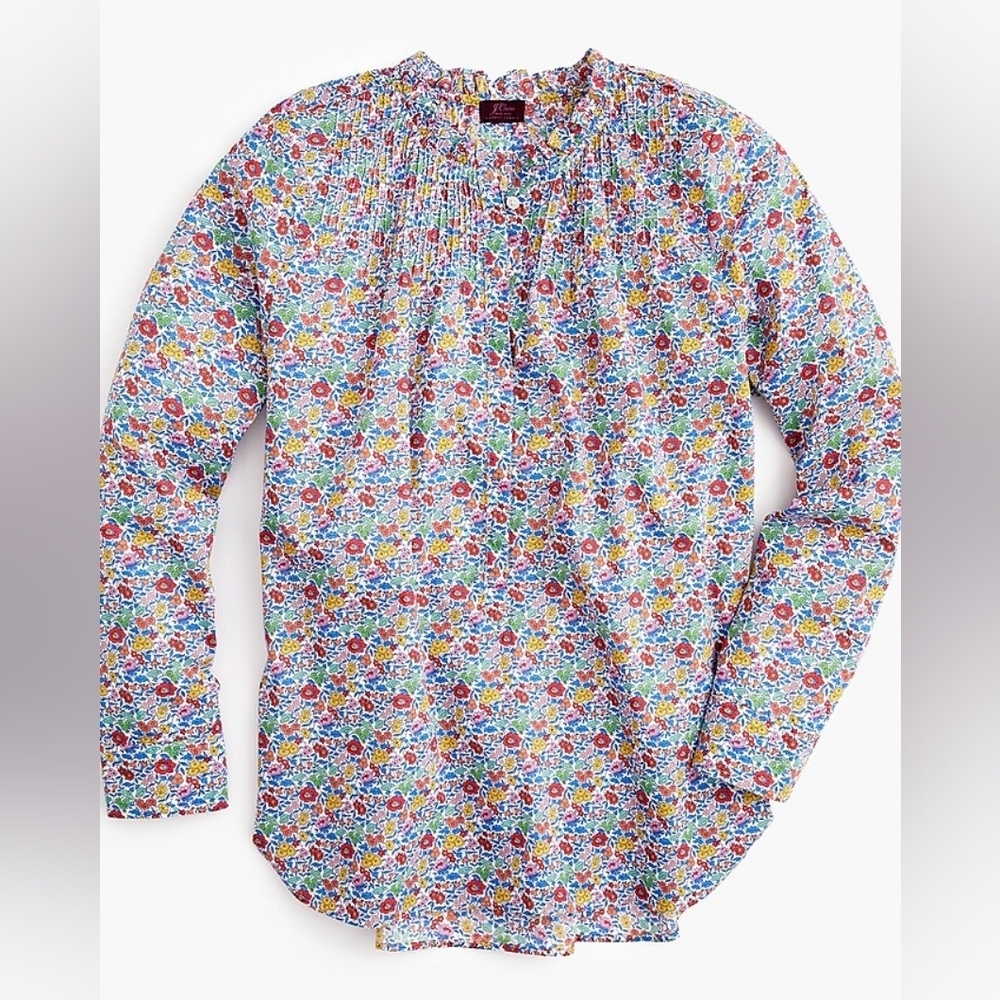 J. CREW Ruffle classic popover shirt in Liberty Fabric Favourite Flowers Sz 4